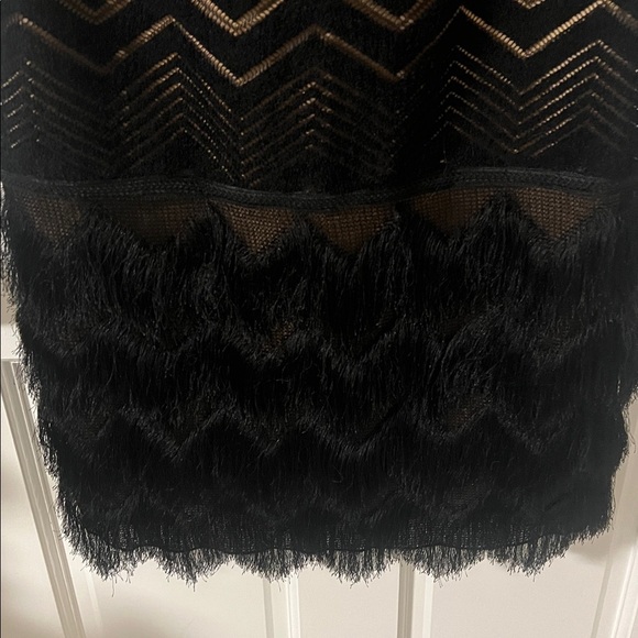 Max Studio Black Flapper Lace Fringe Shift Dress 
Retro 20's Art Deco Gatsby - Picture 6 of 9